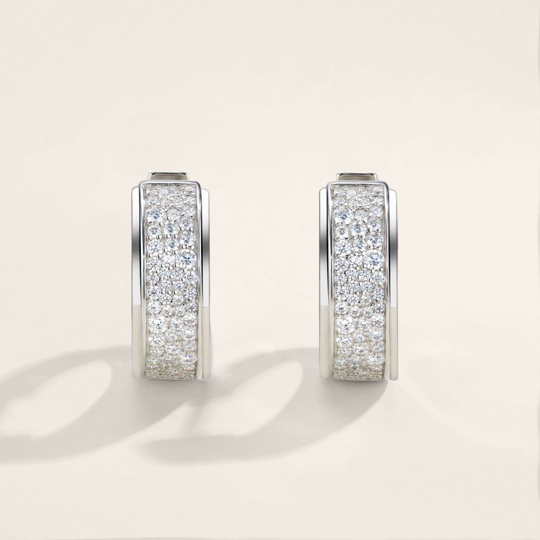 Larghina Moissanite Huggie Hoop Earrings in Sterling Silver