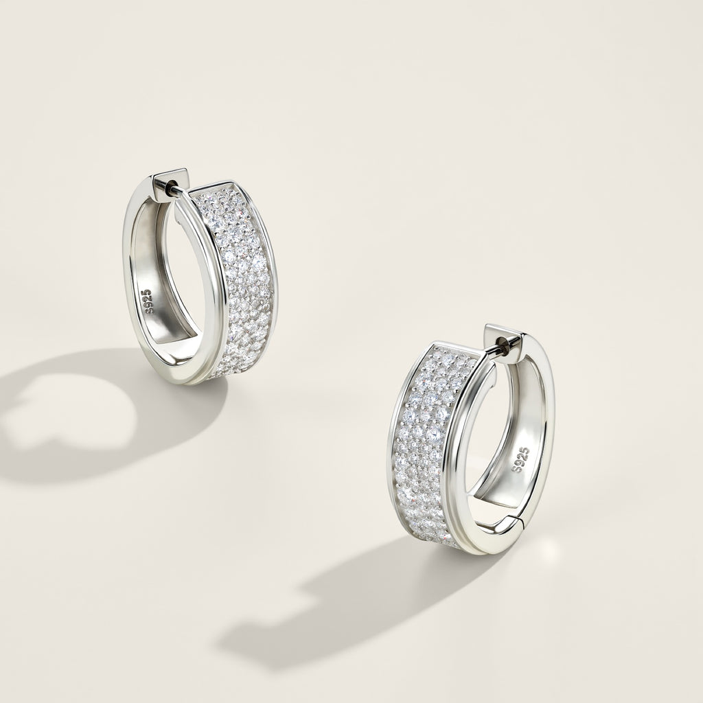 Larghina Moissanite Huggie Hoop Earrings in Sterling Silver