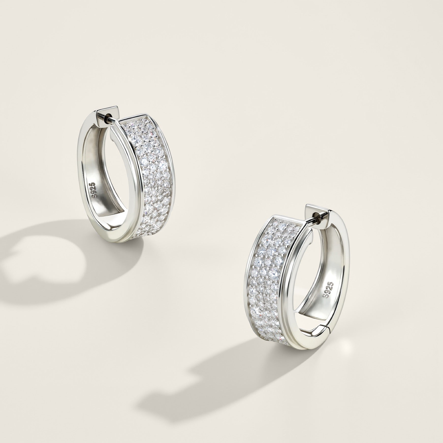 Larghina Moissanite Huggie Hoop Earrings in Sterling Silver