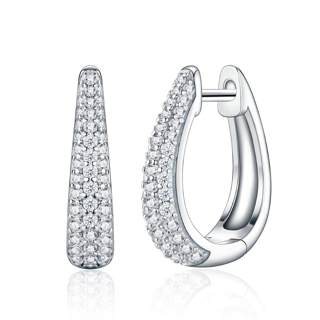 Cupoletta Moissanite Huggie Hoop Earrings in Sterling Silver