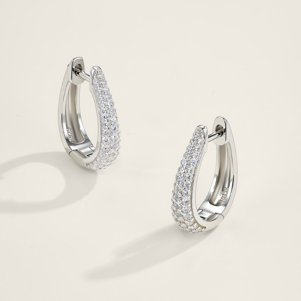 Cupoletta Moissanite Huggie Hoop Earrings in Sterling Silver