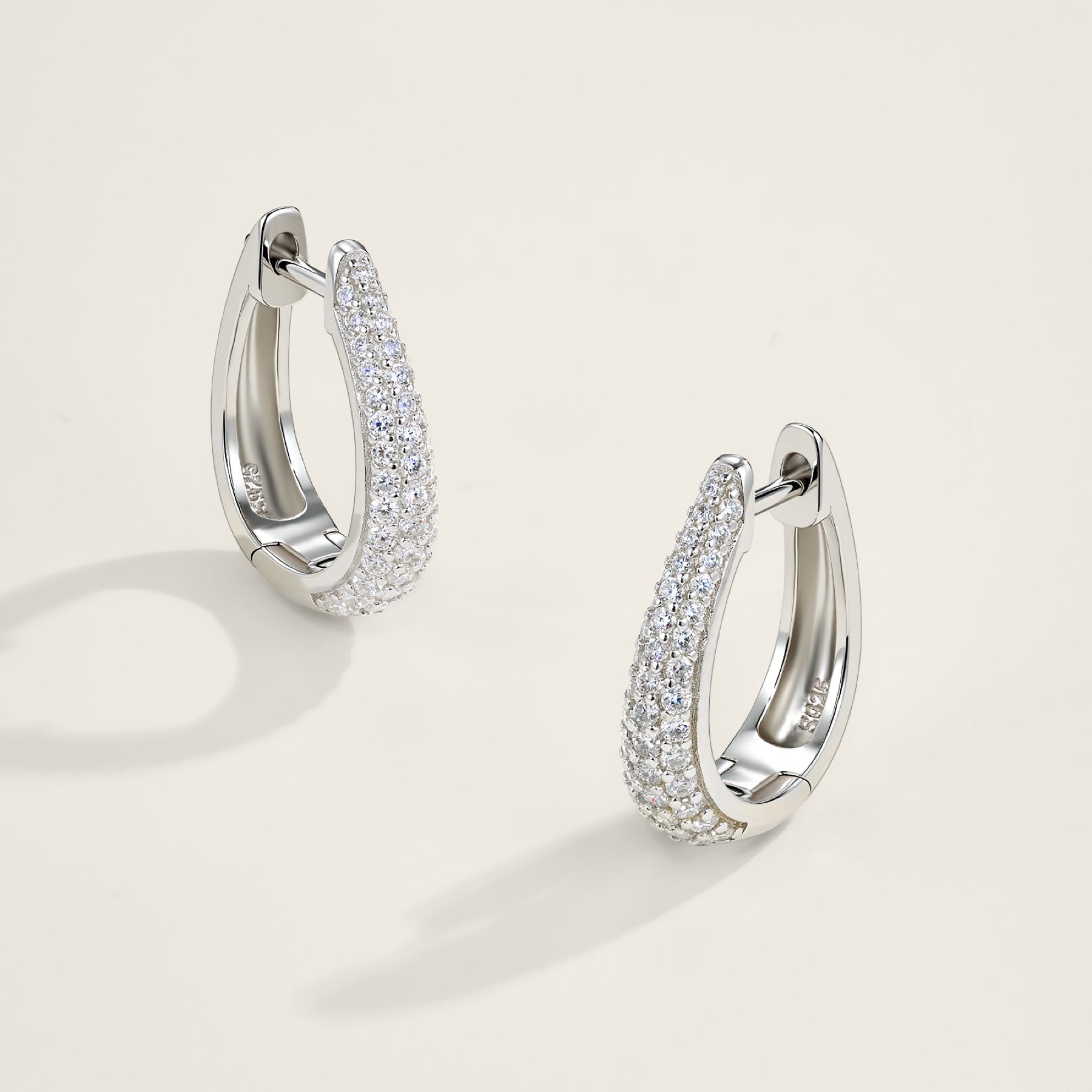 Cupoletta Moissanite Huggie Hoop Earrings in Sterling Silver