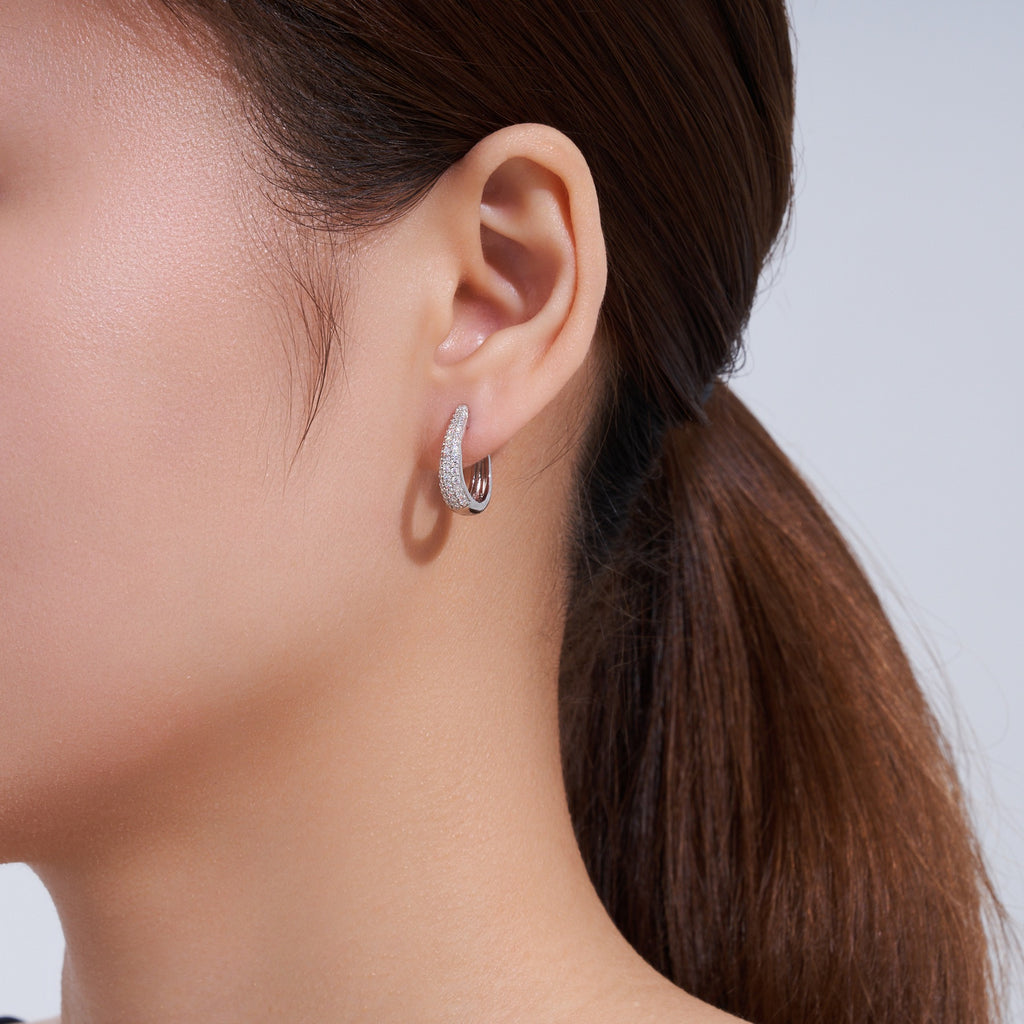 Cupoletta Moissanite Huggie Hoop Earrings in Sterling Silver