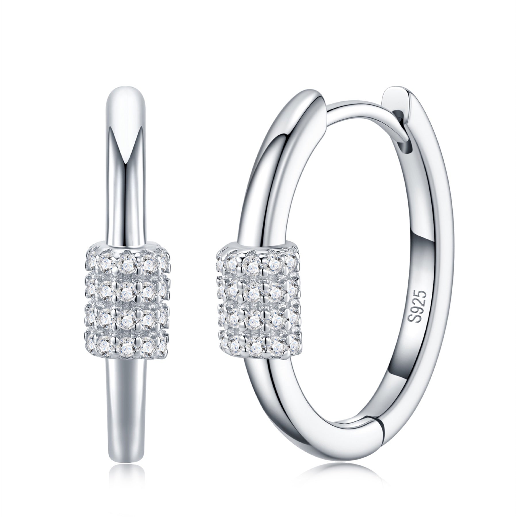 Barretta Moissanite Huggie Hoop Earrings in Sterling Silver