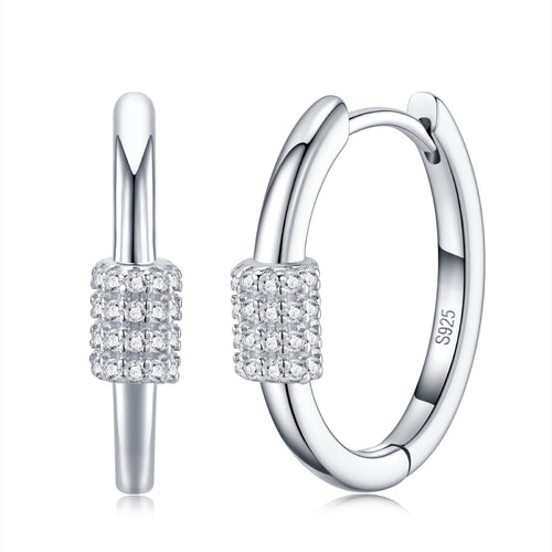 Barretta Moissanite Huggie Hoop Earrings in Sterling Silver