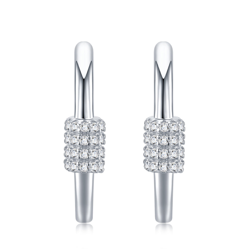 Barretta Moissanite Huggie Hoop Earrings in Sterling Silver
