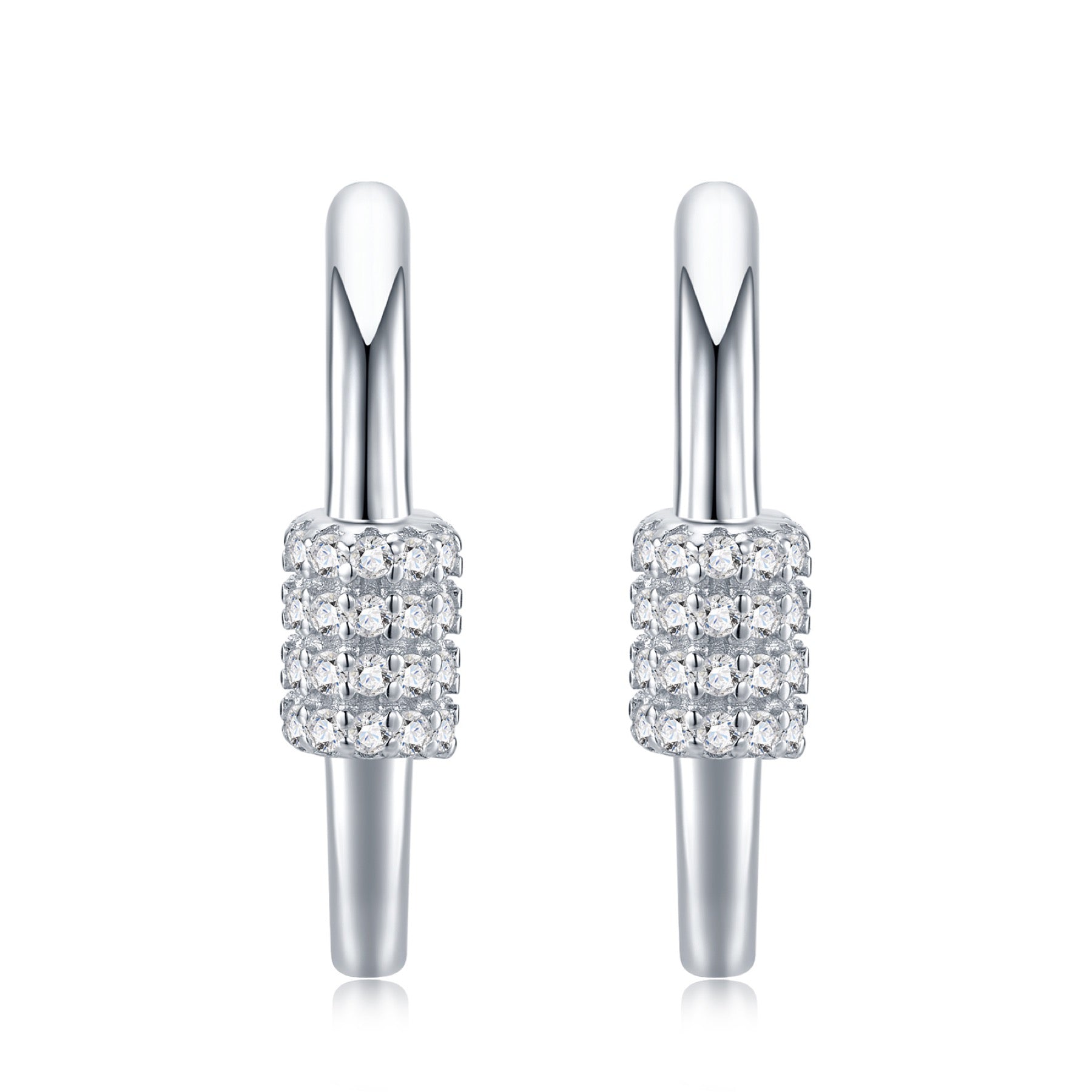 Barretta Moissanite Huggie Hoop Earrings in Sterling Silver