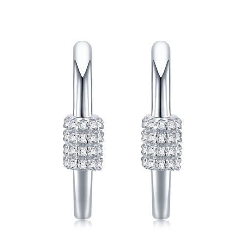 Barretta Moissanite Huggie Hoop Earrings in Sterling Silver