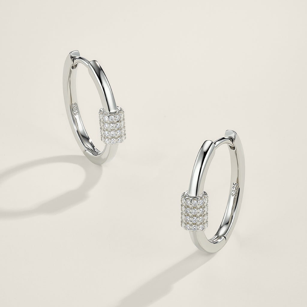 Barretta Moissanite Huggie Hoop Earrings in Sterling Silver