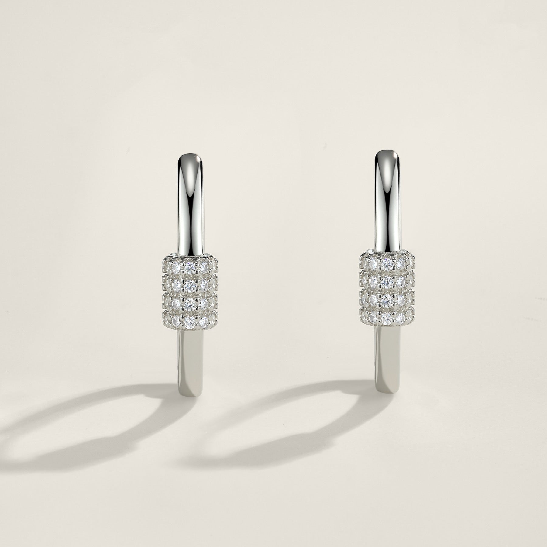 Barretta Moissanite Huggie Hoop Earrings in Sterling Silver