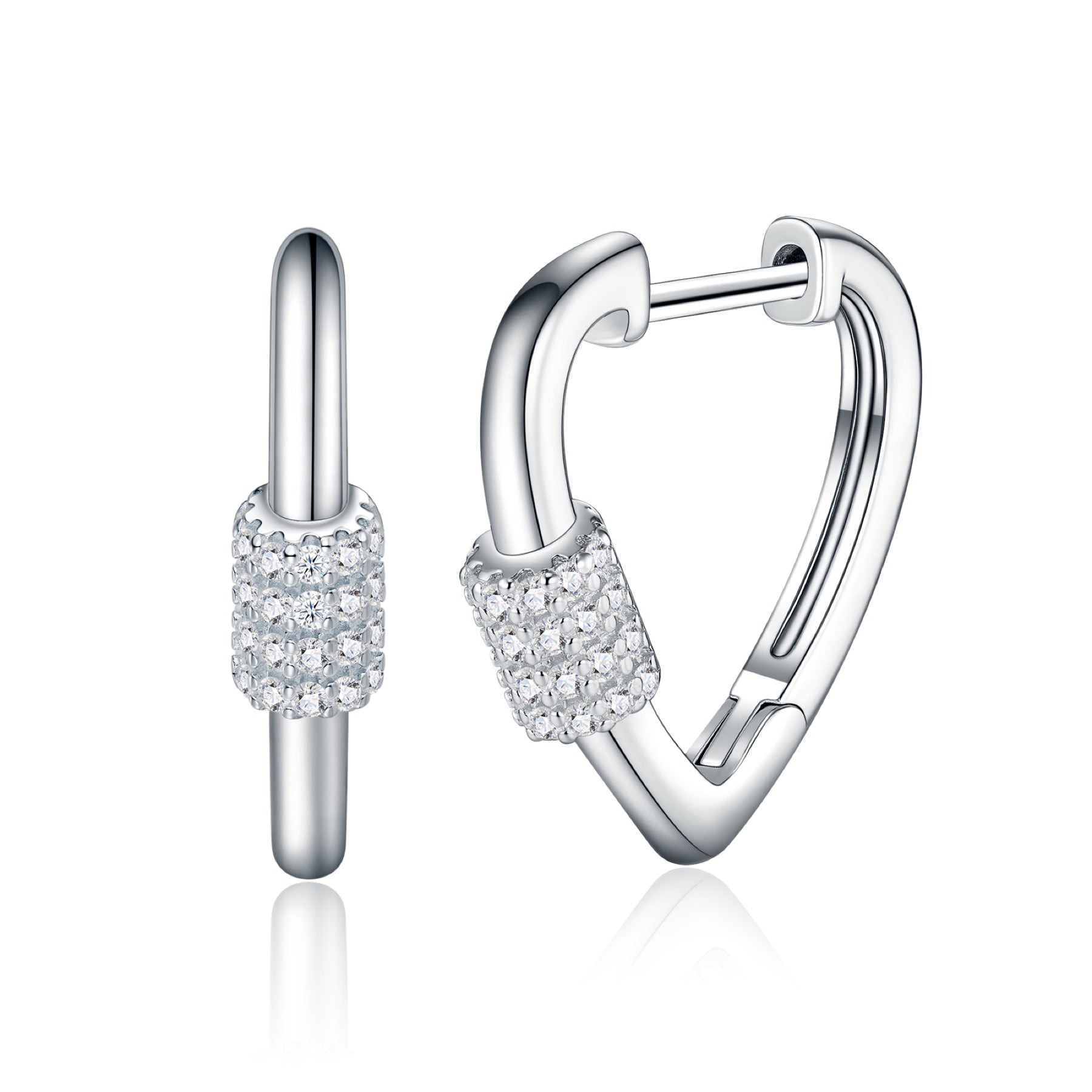 Cuorehug Moissanite Huggie Hoop Earrings in Sterling Silver