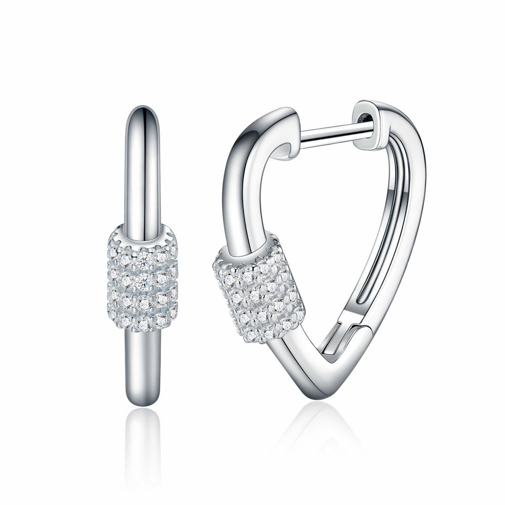 Cuorehug Moissanite Huggie Hoop Earrings in Sterling Silver