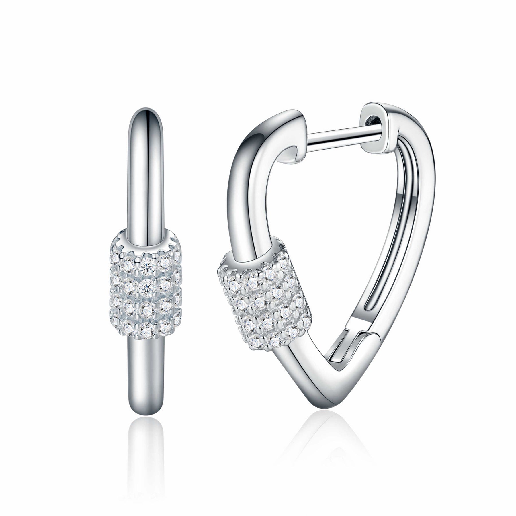 Cuorehug Moissanite Huggie Hoop Earrings in Sterling Silver