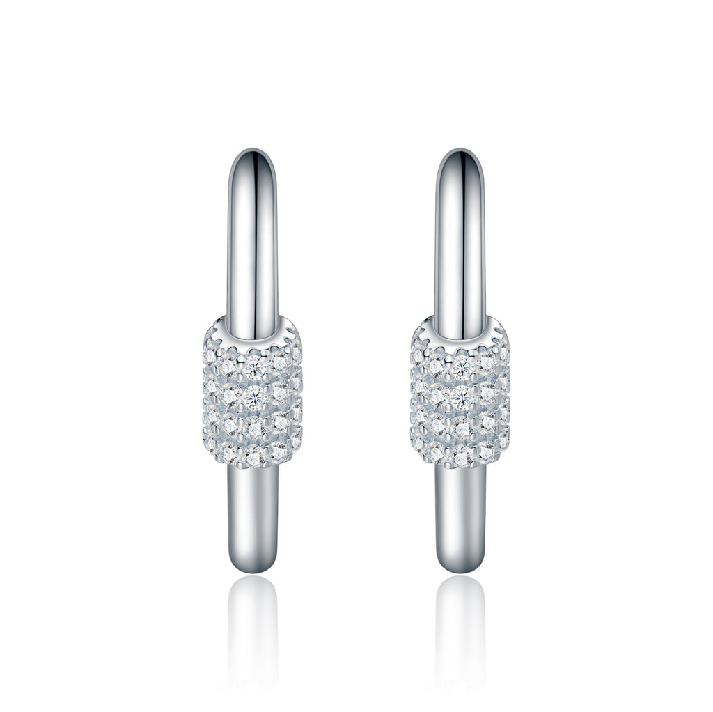 Cuorehug Moissanite Huggie Hoop Earrings in Sterling Silver