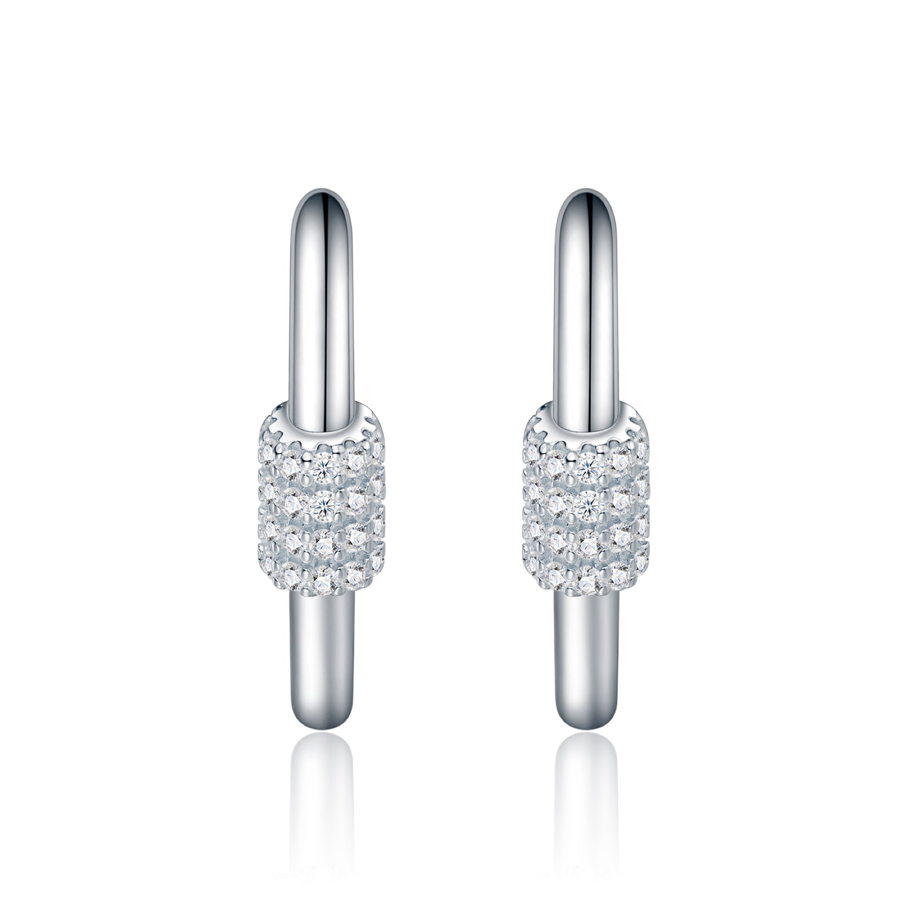 Cuorehug Moissanite Huggie Hoop Earrings in Sterling Silver
