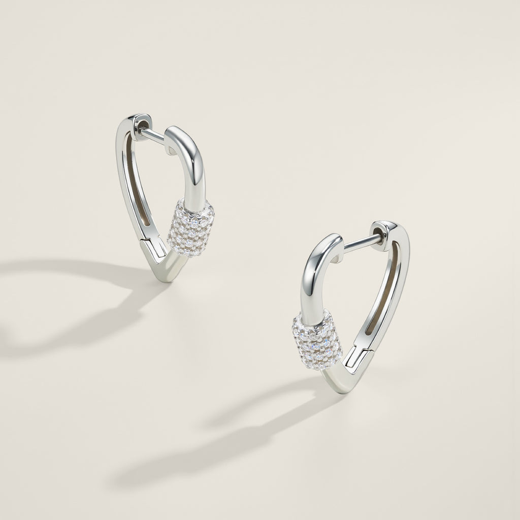 Cuorehug Moissanite Huggie Hoop Earrings in Sterling Silver