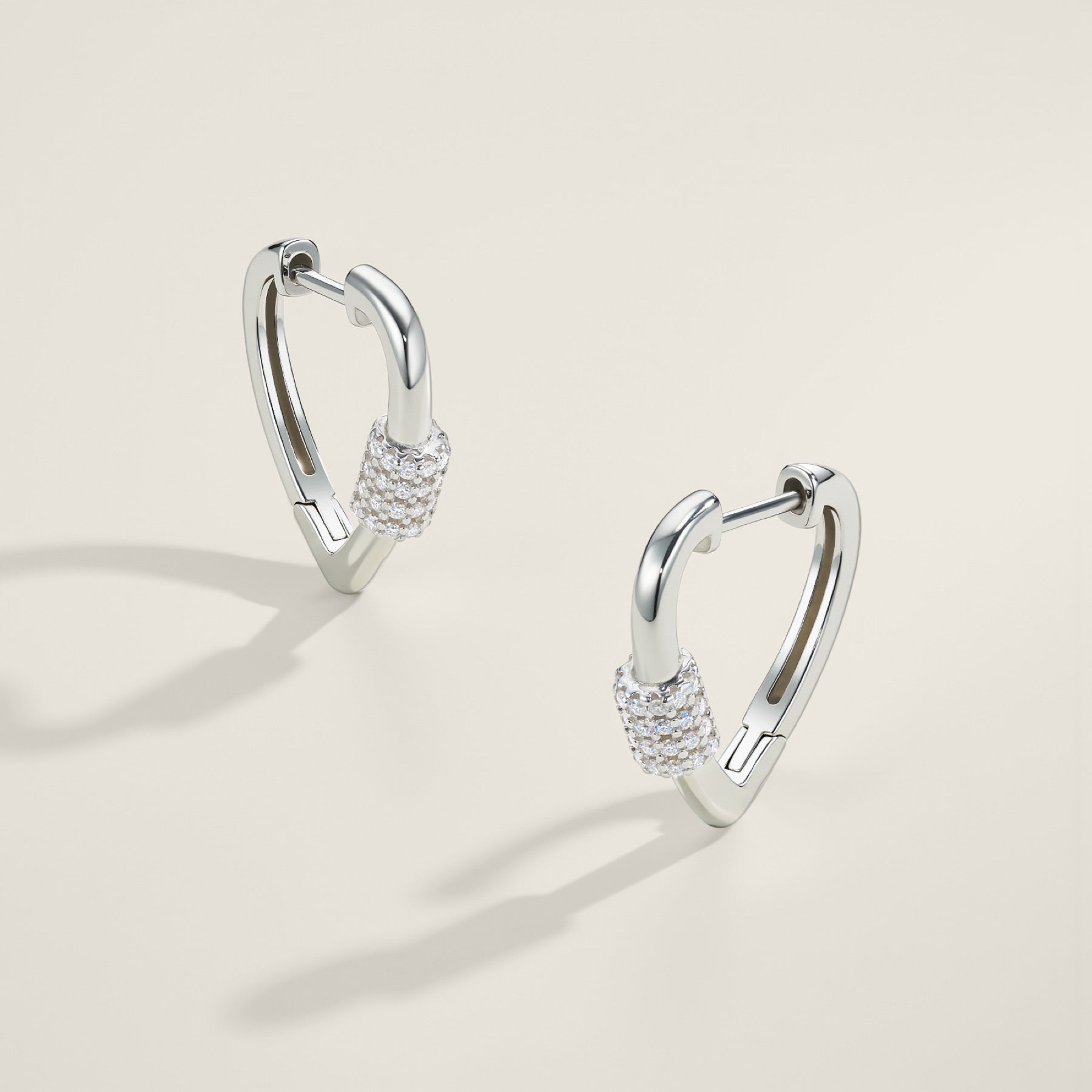 Cuorehug Moissanite Huggie Hoop Earrings in Sterling Silver