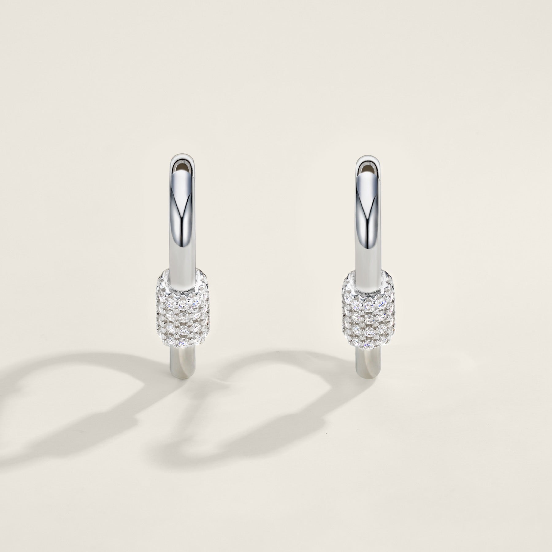 Cuorehug Moissanite Huggie Hoop Earrings in Sterling Silver