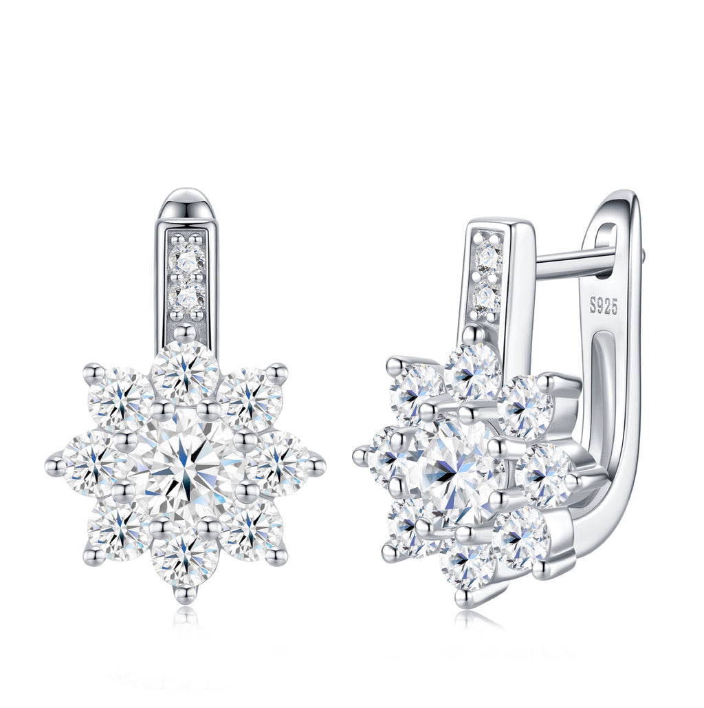 Nevischio Moissanite Flower Drop Earrings in Sterling Silver