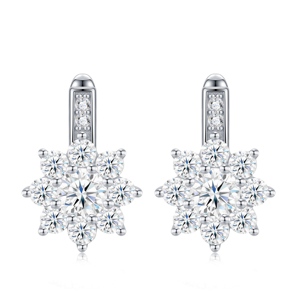 Nevischio Moissanite Flower Drop Earrings in Sterling Silver