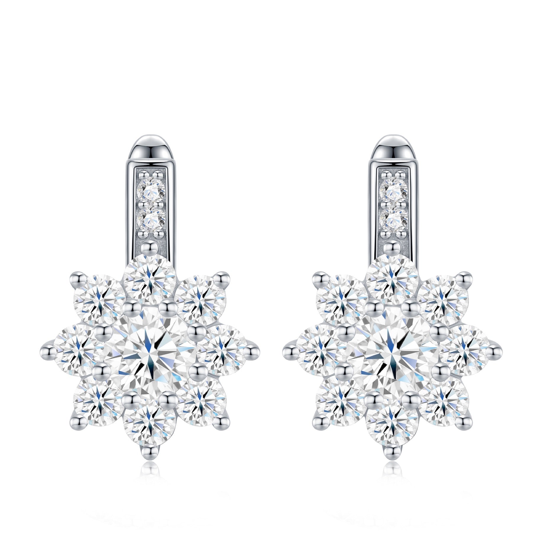 Nevischio Moissanite Flower Drop Earrings in Sterling Silver