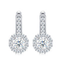 Aloe Moissanite Halo Drop Earrings in Sterling Silver