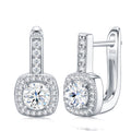 Riquadretto Moissanite Halo Drop Earrings in Sterling Silver