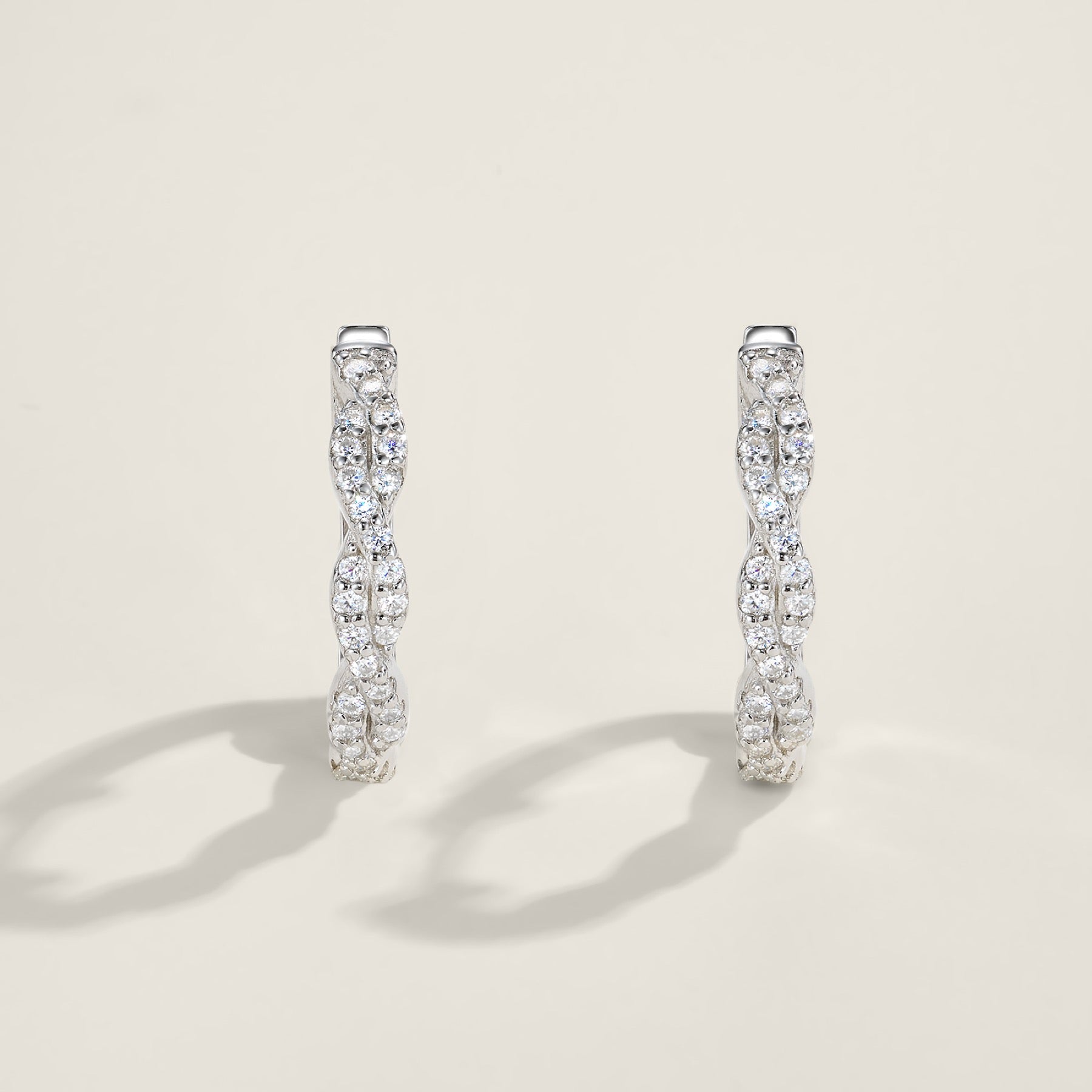 Treccia Moissanite Huggie Hoop Earrings in Sterling Silver