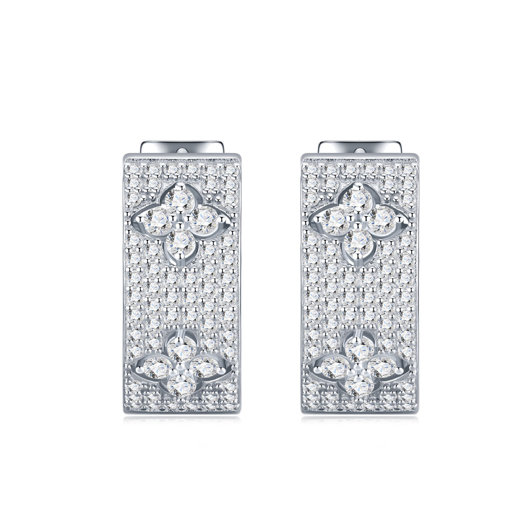 Damasco Moissanite Huggie Hoop Earrings in Sterling Silver