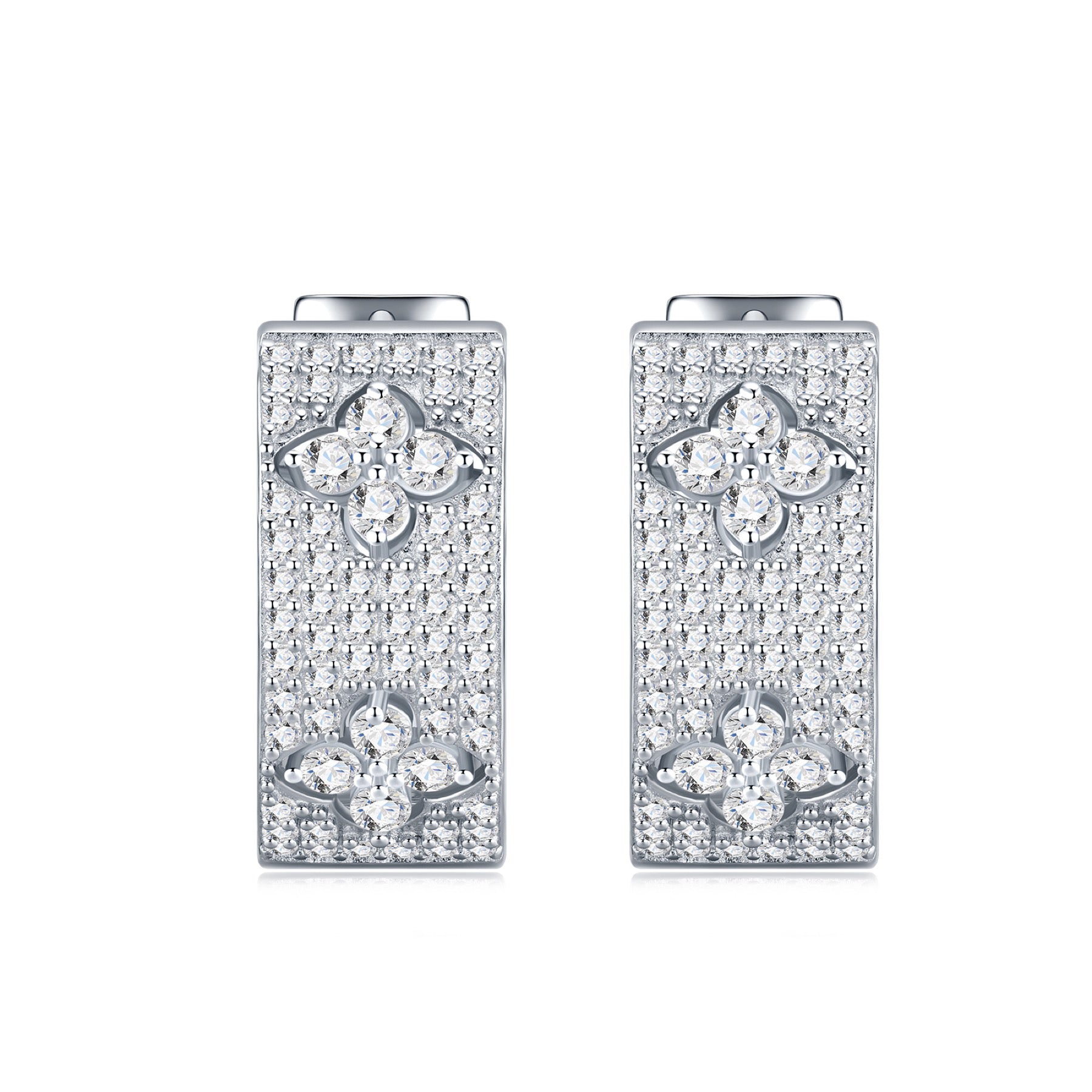 Damasco Moissanite Huggie Hoop Earrings in Sterling Silver