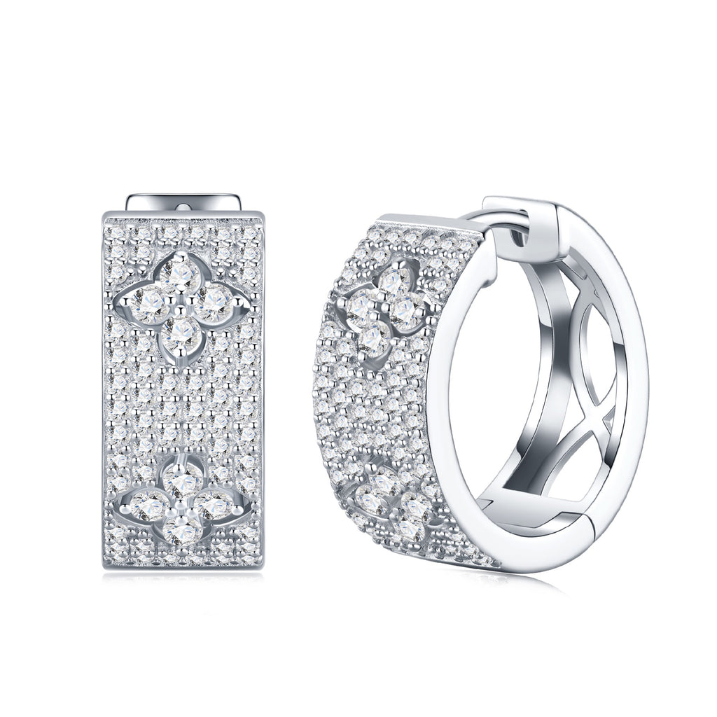Damasco Moissanite Huggie Hoop Earrings in Sterling Silver