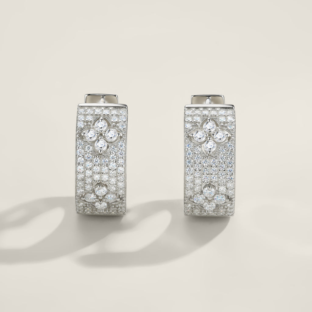 Damasco Moissanite Huggie Hoop Earrings in Sterling Silver