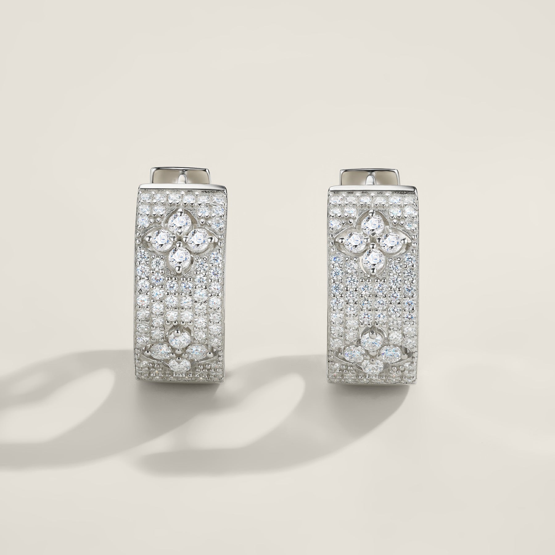 Damasco Moissanite Huggie Hoop Earrings in Sterling Silver