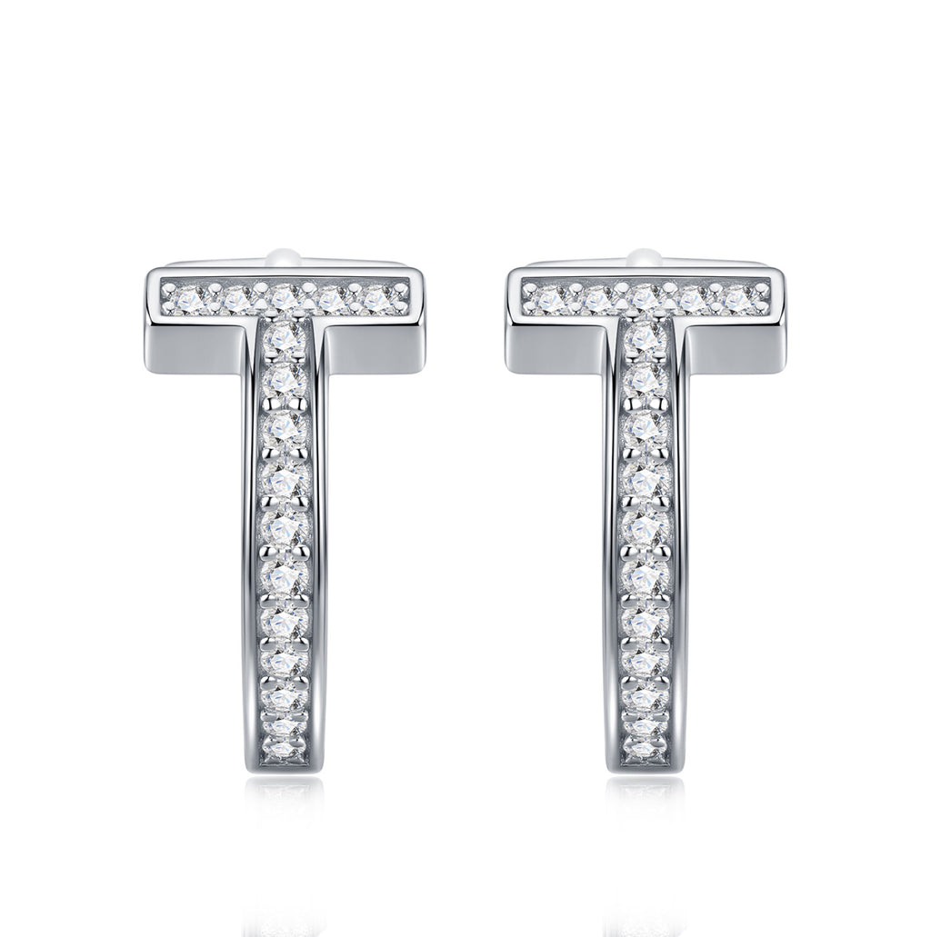 Ti Moissanite Huggie Hoop Earrings in Sterling Silver