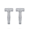 Ti Moissanite Huggie Hoop Earrings in Sterling Silver