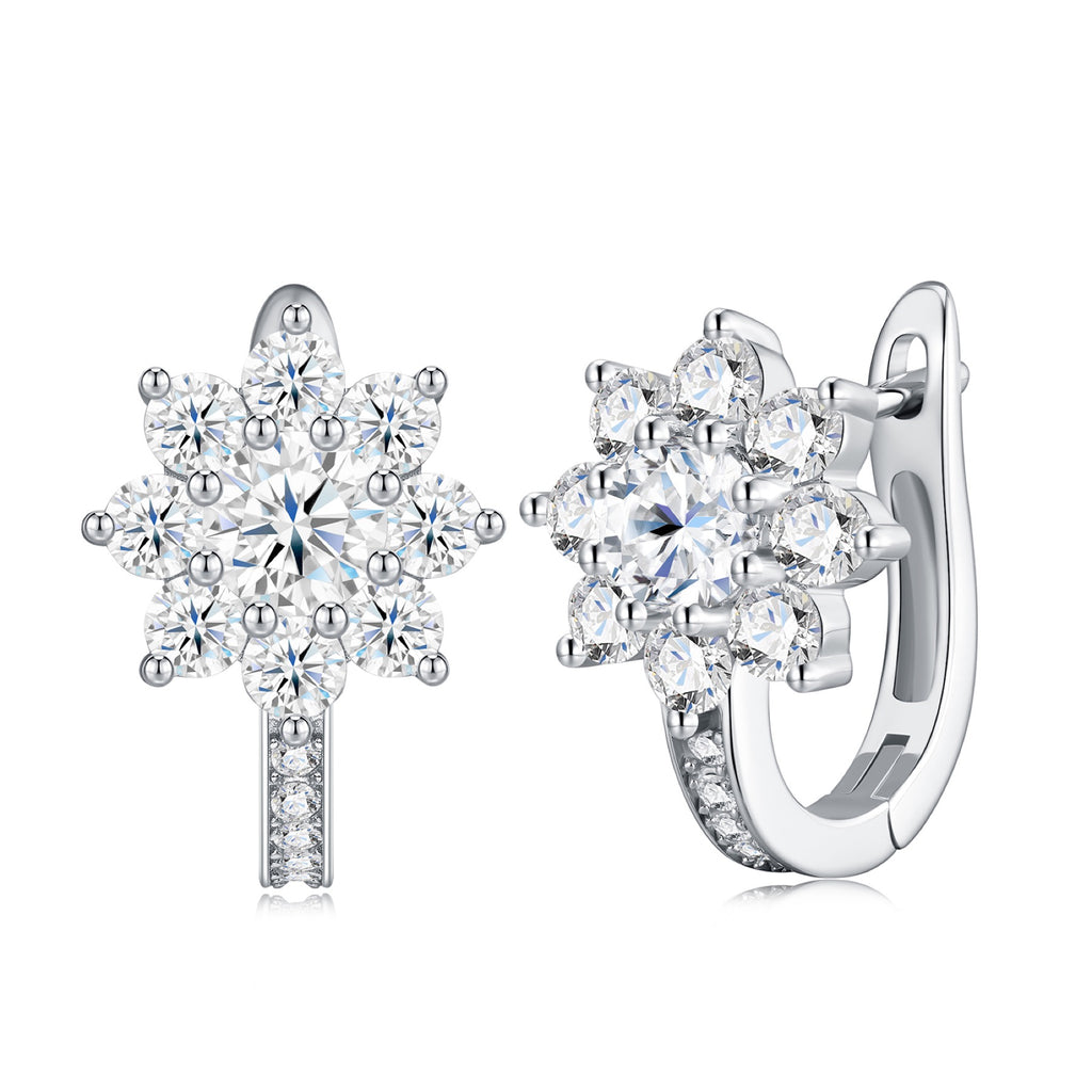 Cristallino Moissanite Flower Drop Earrings in Sterling Silver