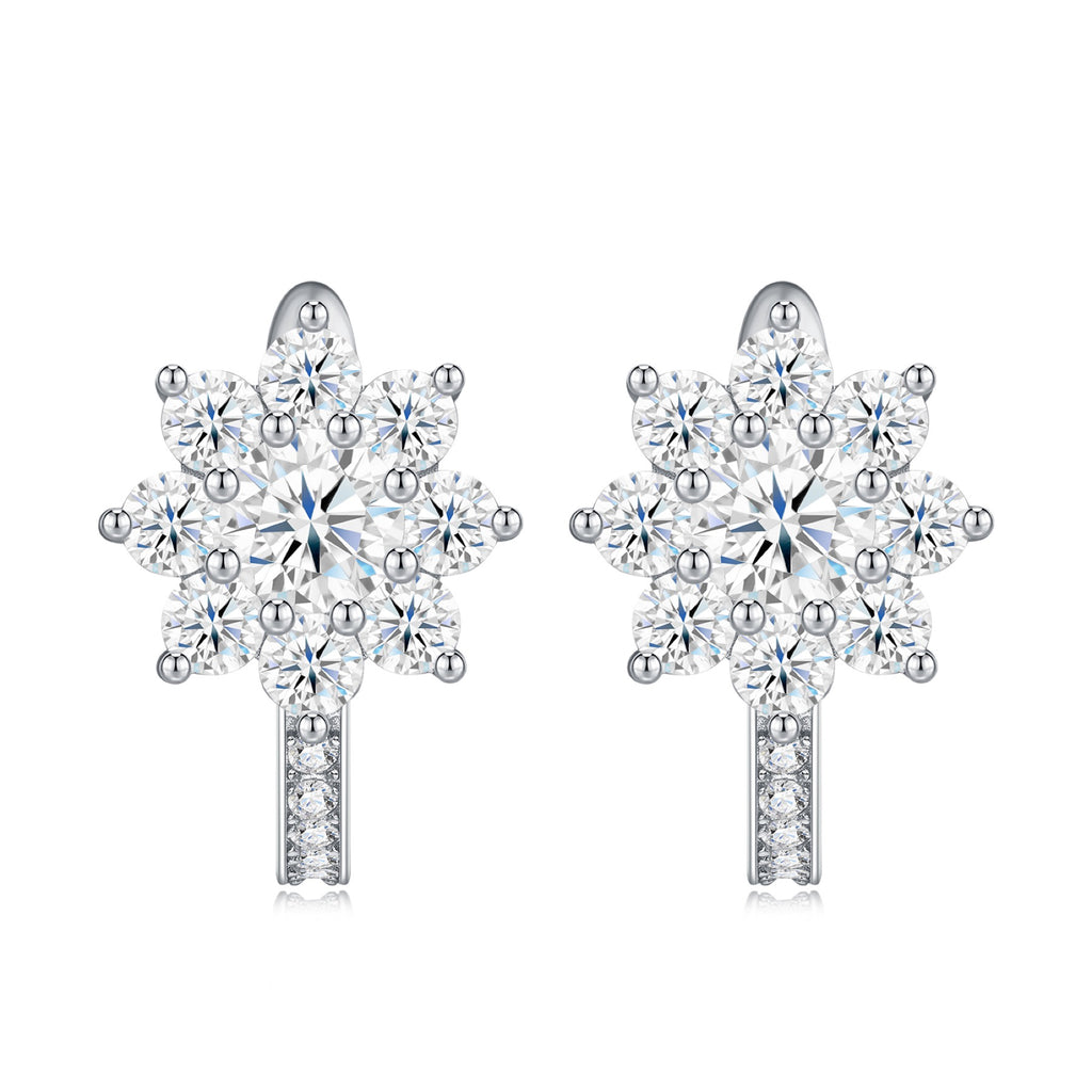 Cristallino Moissanite Flower Drop Earrings in Sterling Silver
