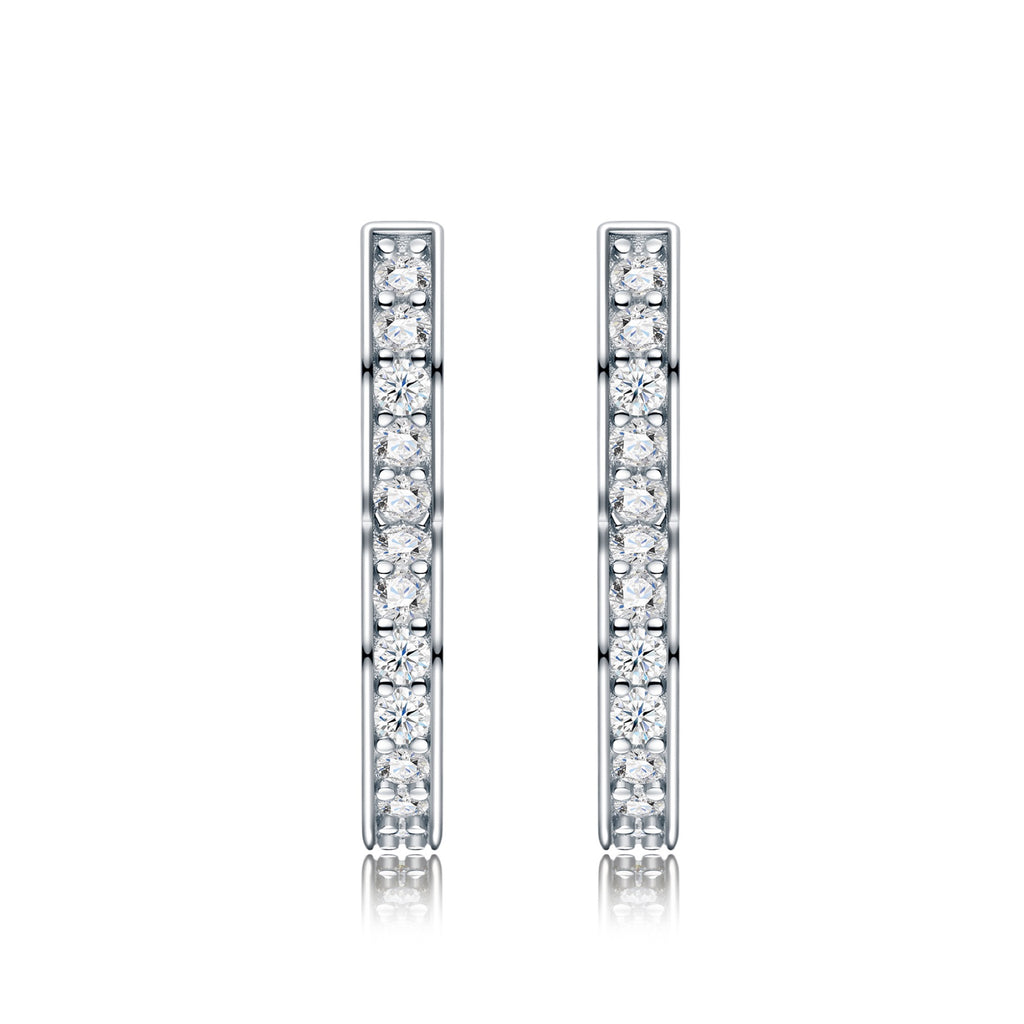 Cuorev Moissanite Huggie Hoop Earrings in Sterling Silver