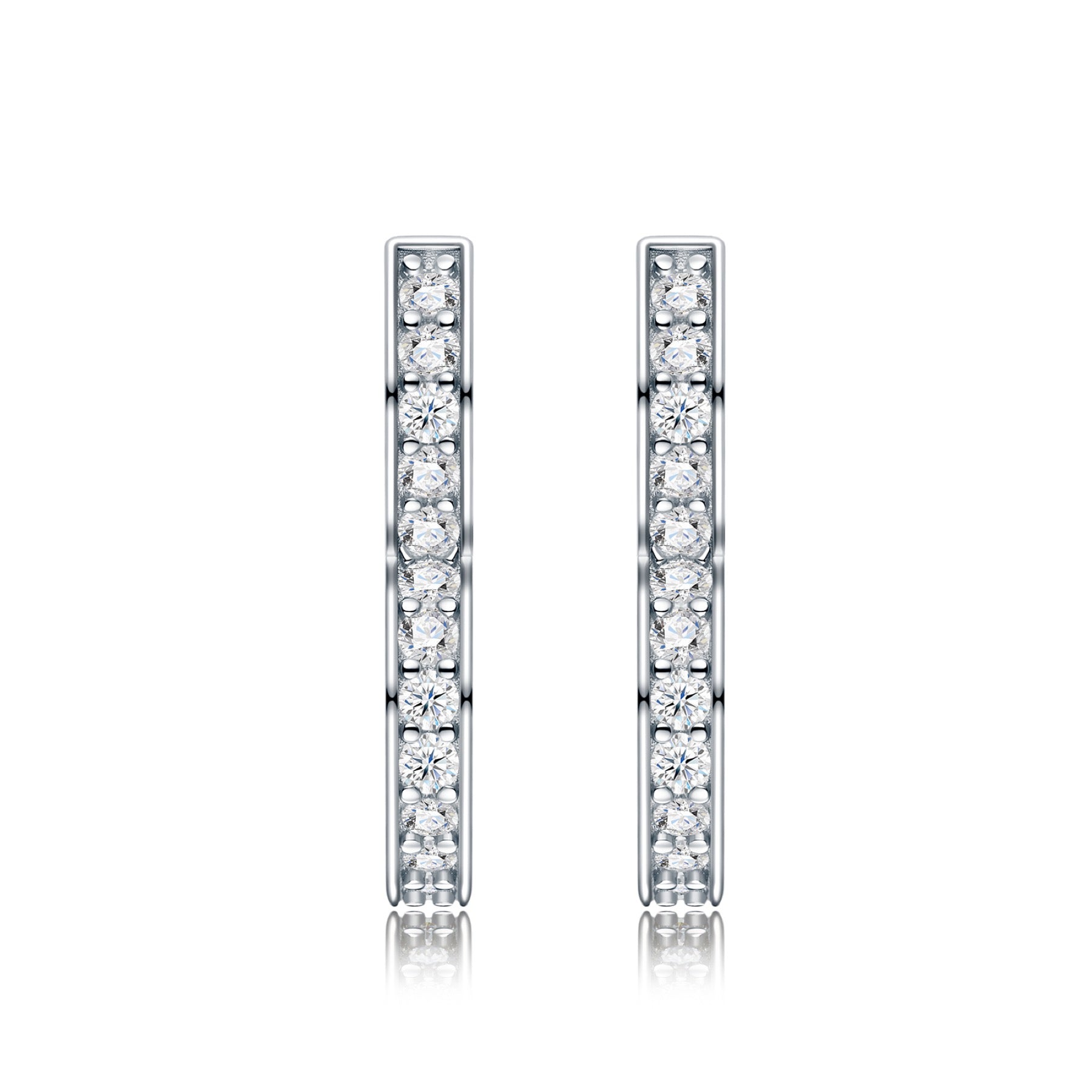 Cuorev Moissanite Huggie Hoop Earrings in Sterling Silver