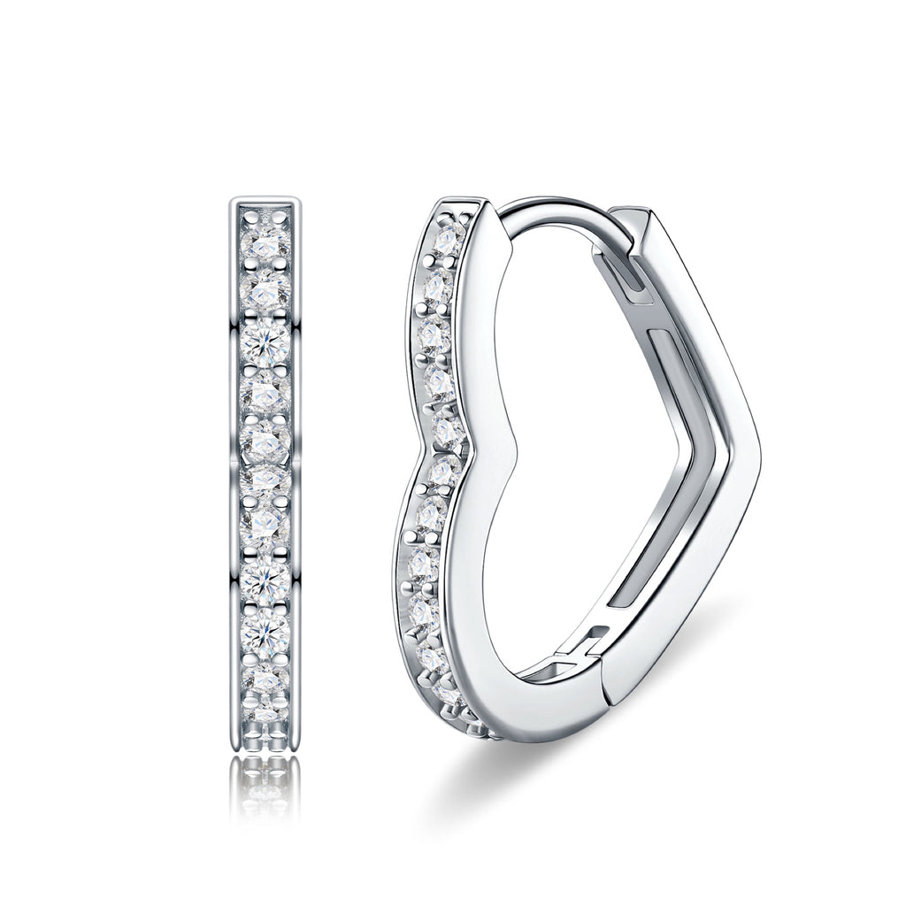 Cuorev Moissanite Huggie Hoop Earrings in Sterling Silver