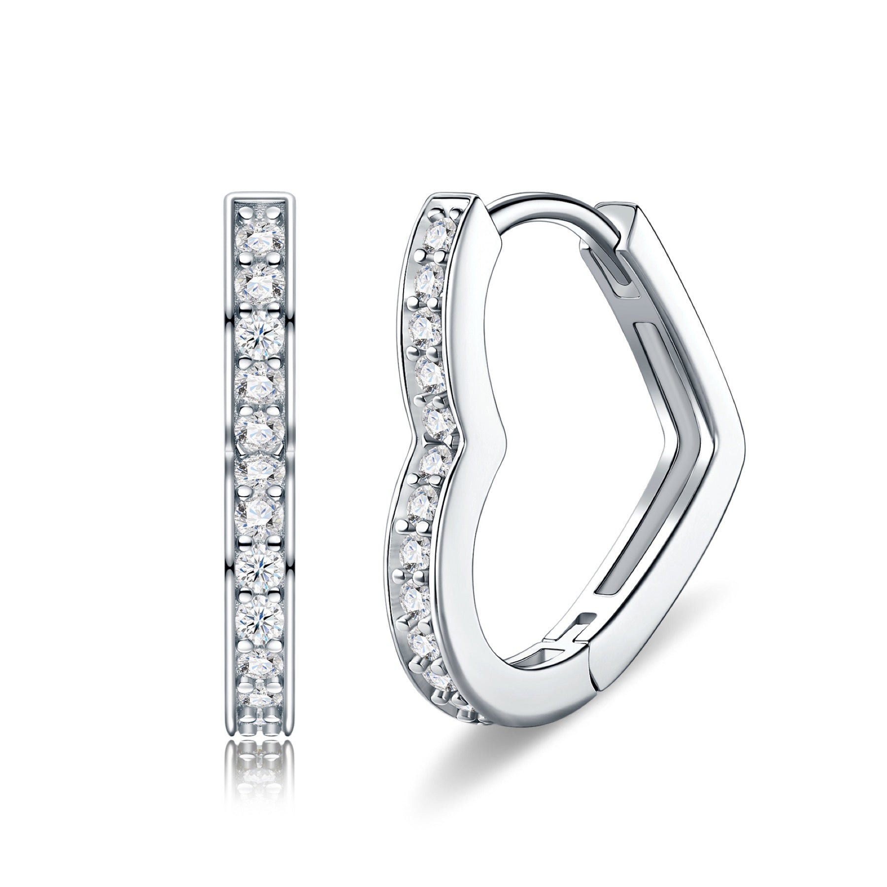 Cuorev Moissanite Huggie Hoop Earrings in Sterling Silver