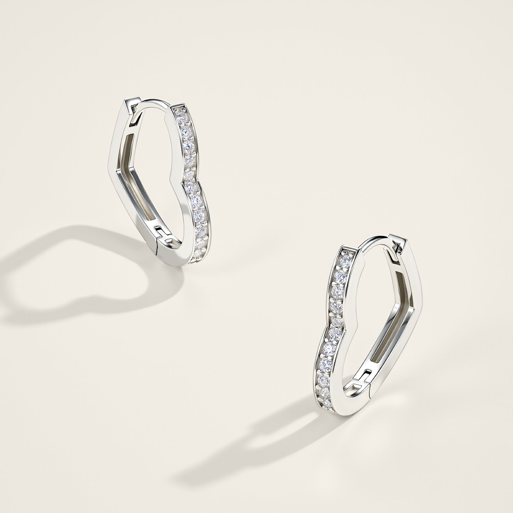 Cuorev Moissanite Huggie Hoop Earrings in Sterling Silver