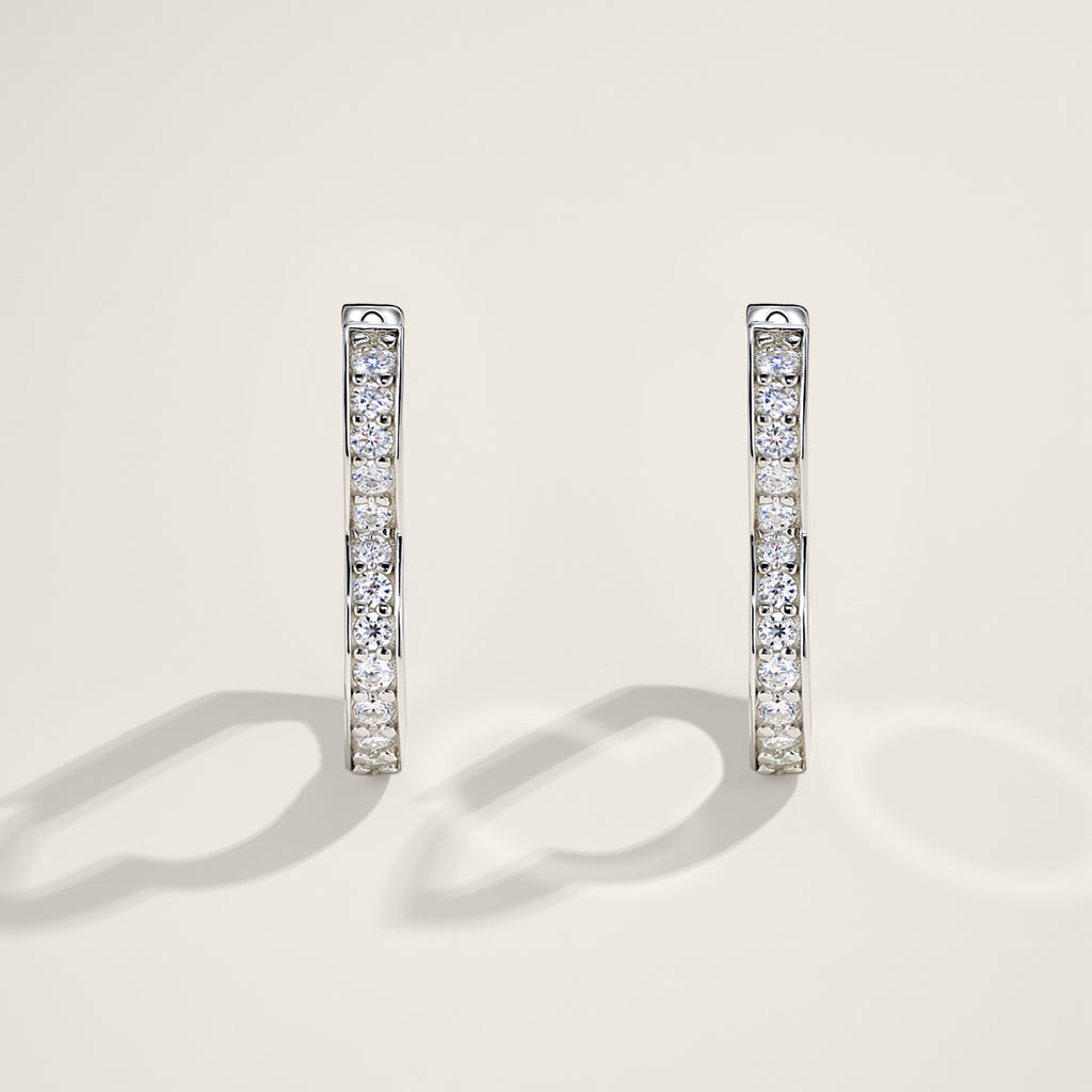 Cuorev Moissanite Huggie Hoop Earrings in Sterling Silver