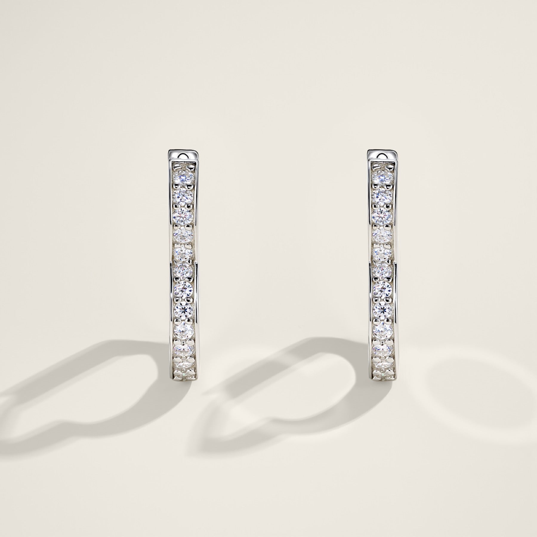 Cuorev Moissanite Huggie Hoop Earrings in Sterling Silver