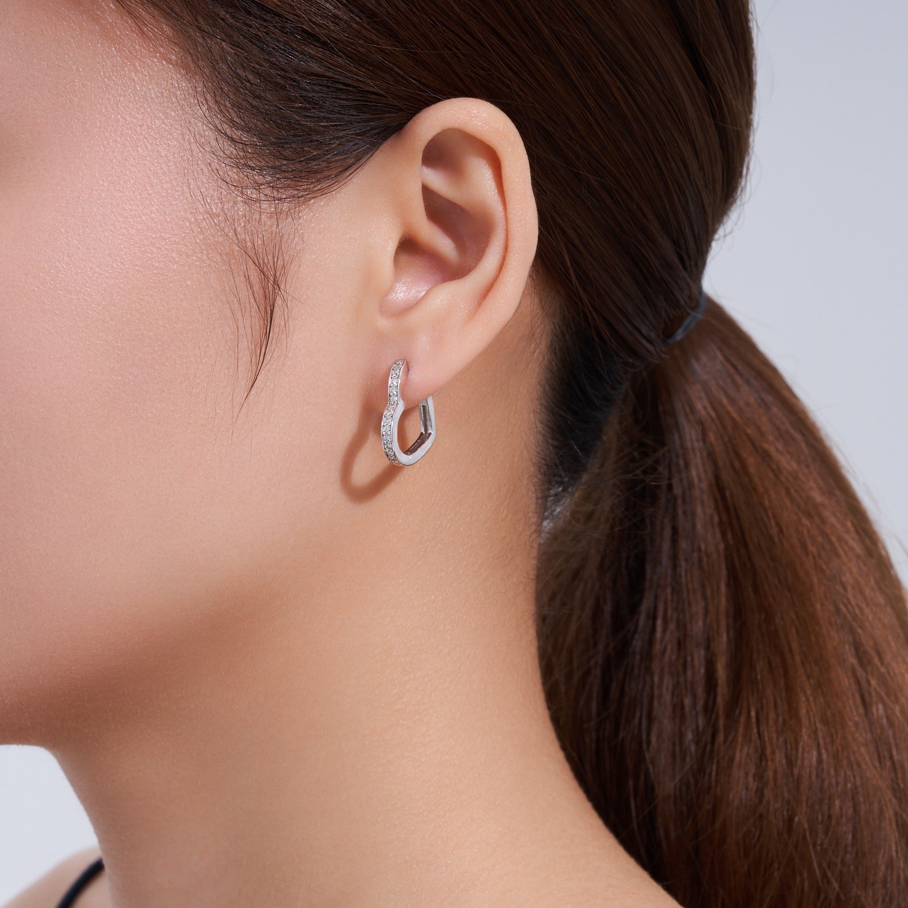 Cuorev Moissanite Huggie Hoop Earrings in Sterling Silver