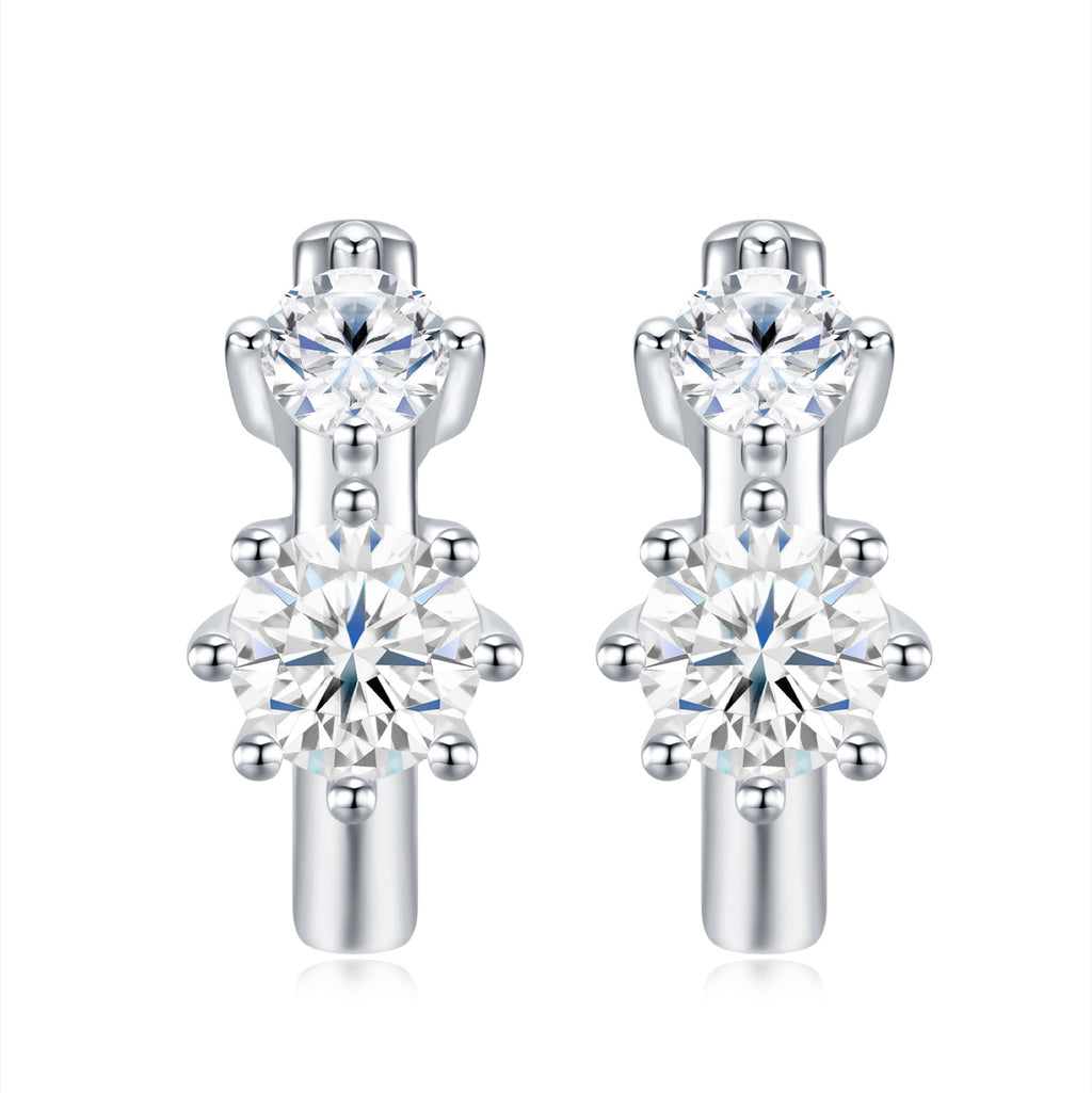 Fiordi Moissanite Flower Drop Earrings in Sterling Silver