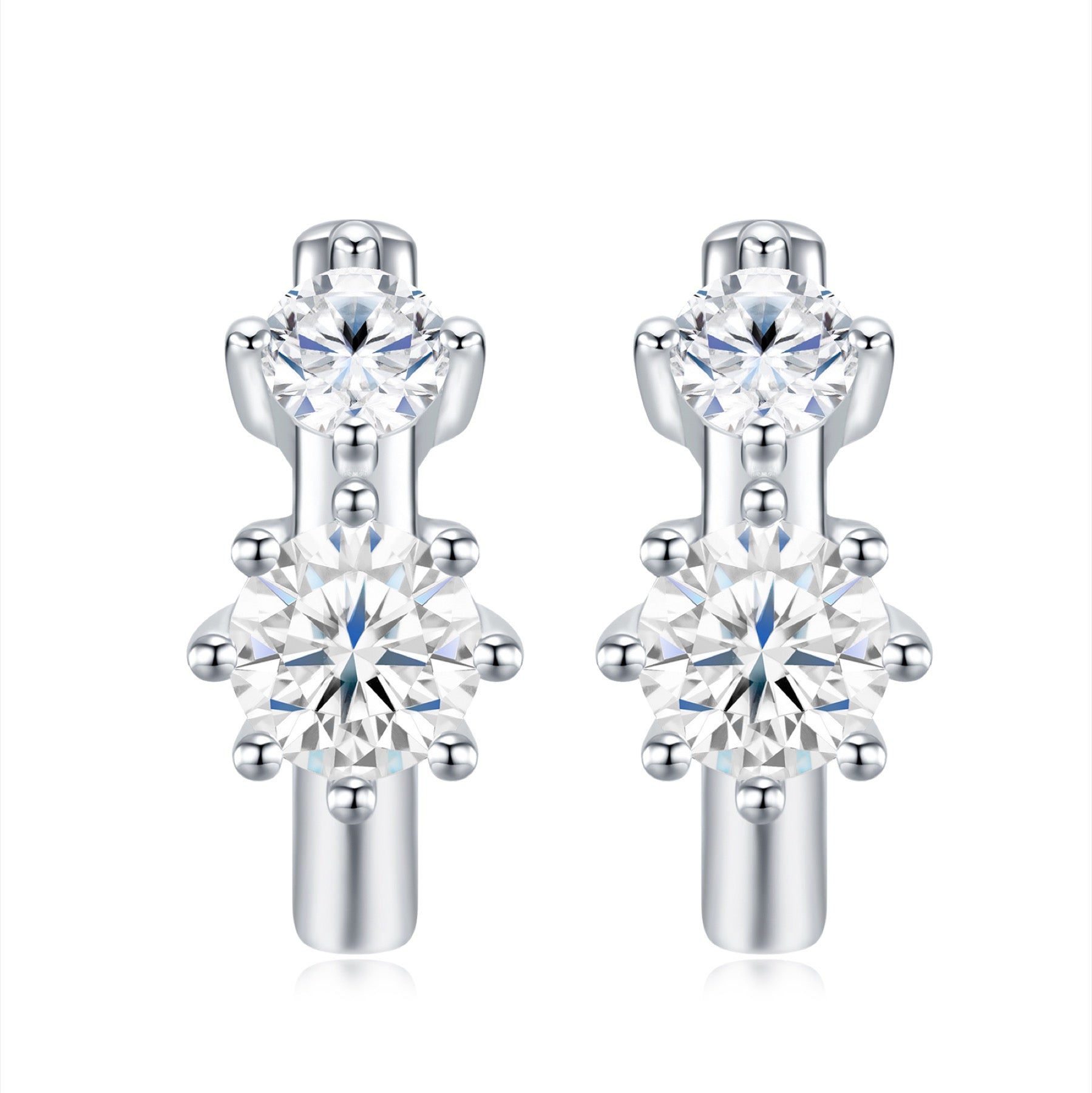 Fiordi Moissanite Flower Drop Earrings in Sterling Silver