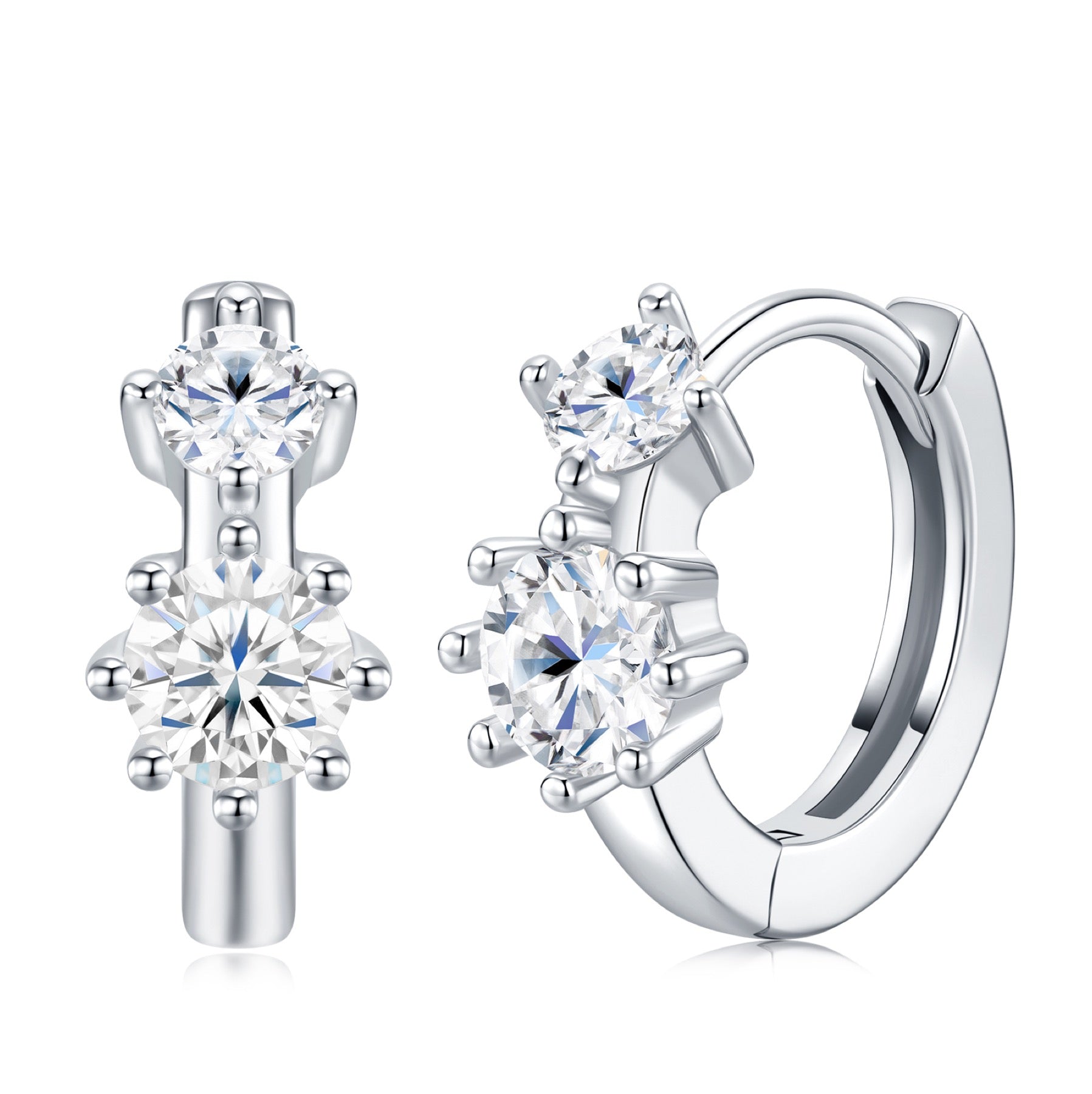Fiordi Moissanite Flower Drop Earrings in Sterling Silver