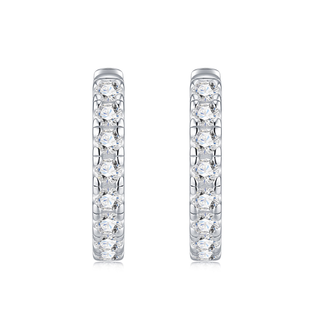 Puntina Moissanite Huggie Hoop Earrings in Sterling Silver