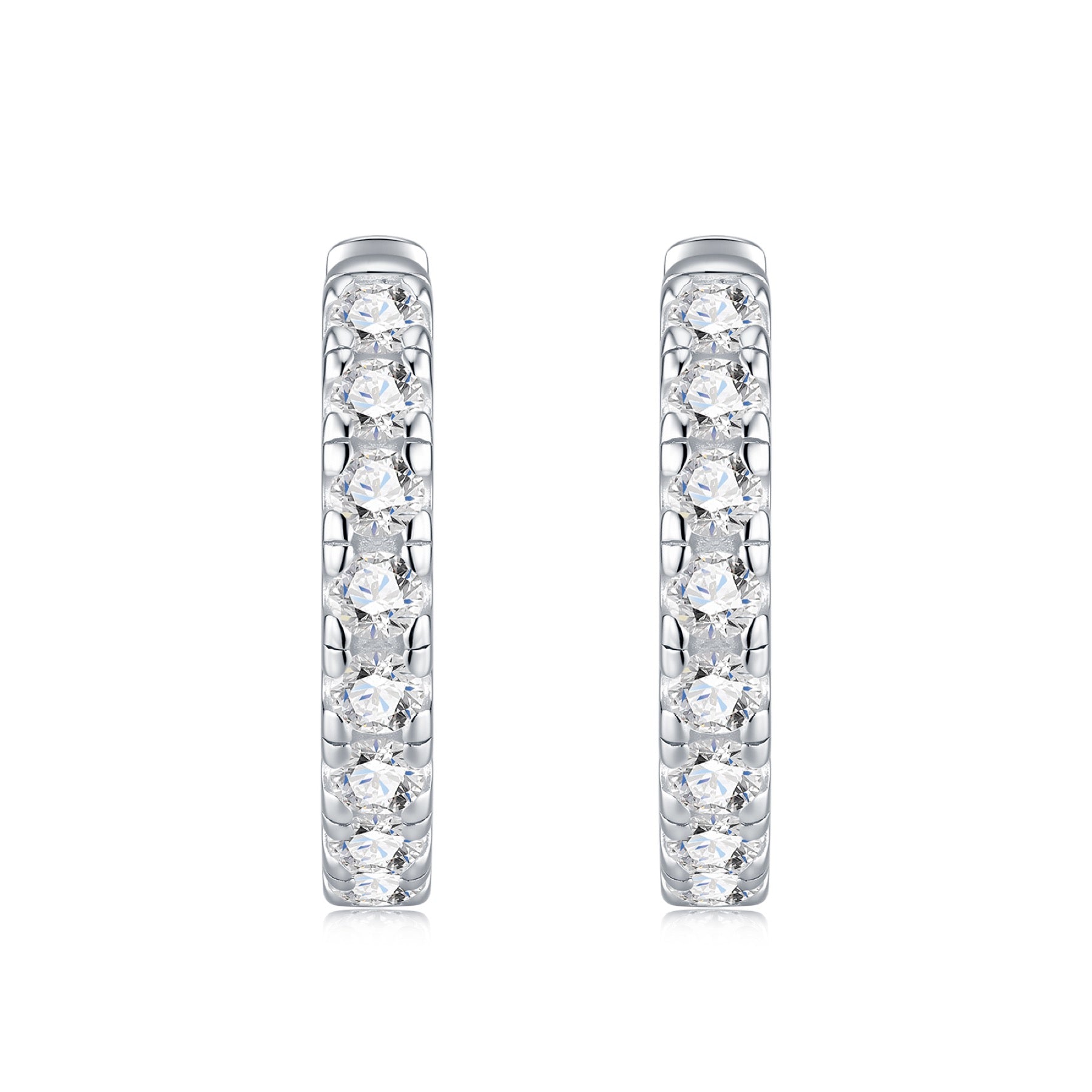 Puntina Moissanite Huggie Hoop Earrings in Sterling Silver